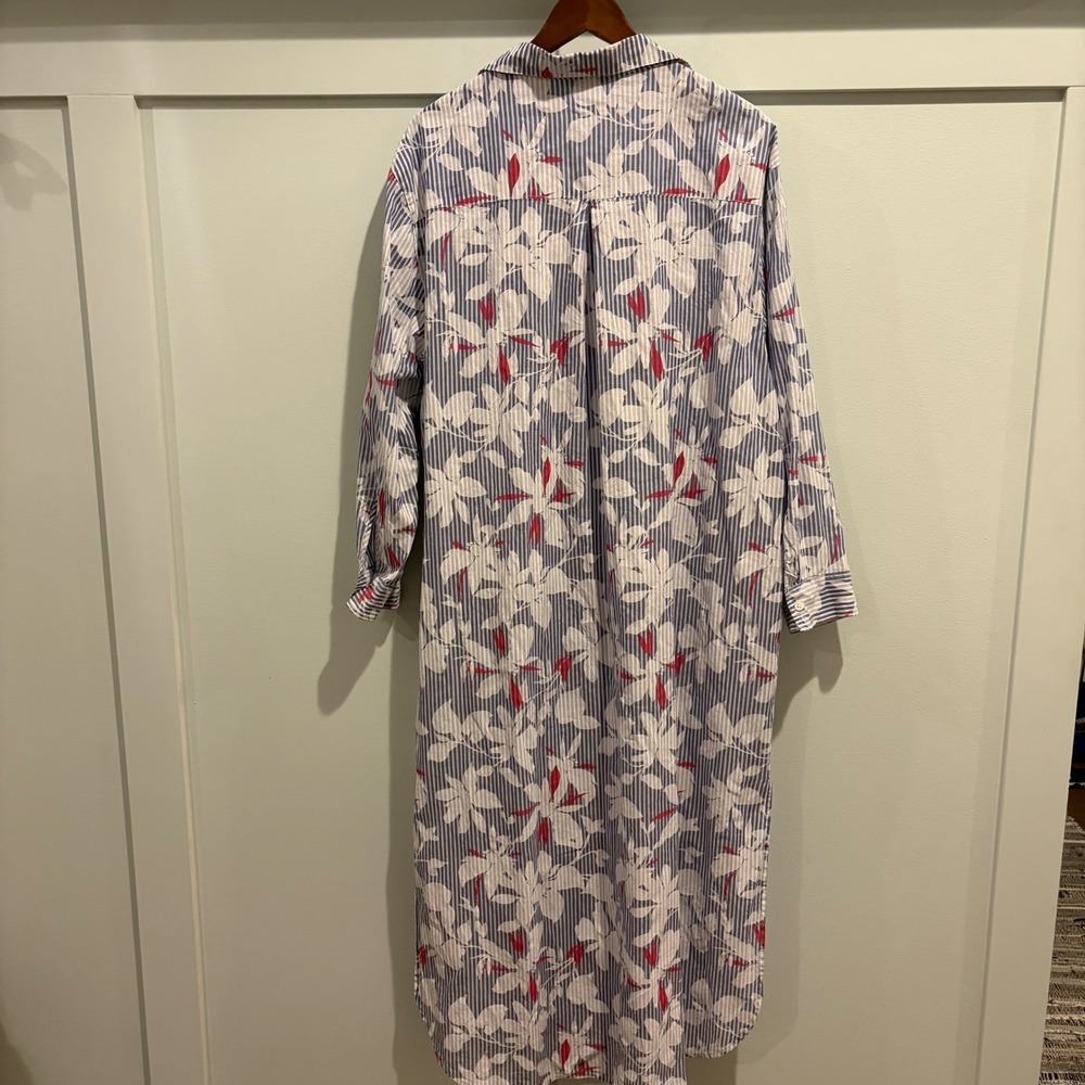 Southern Tide Cabana Cover Up Shirtdress Medium Blue White‎ Floral Stripe Beach - Picture 8 of 15